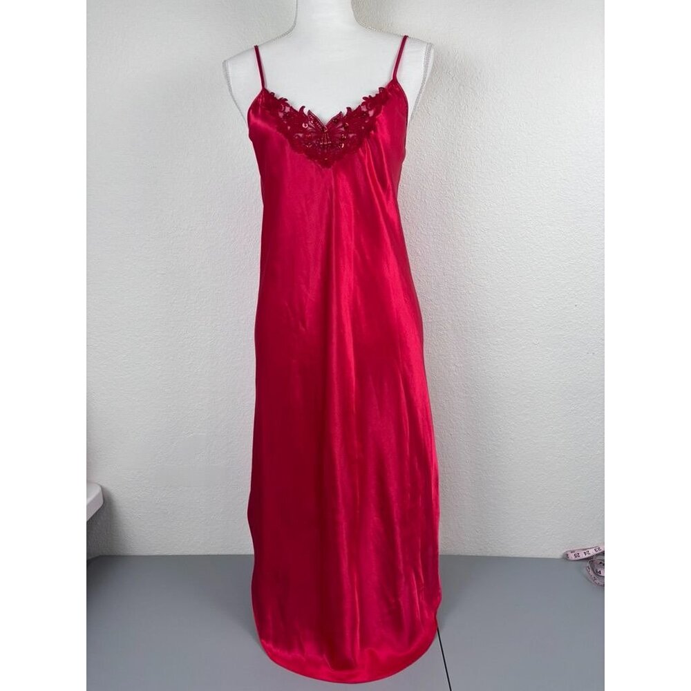 Inner Most women's XS red satin midi spaghetti strapped cami slip dress